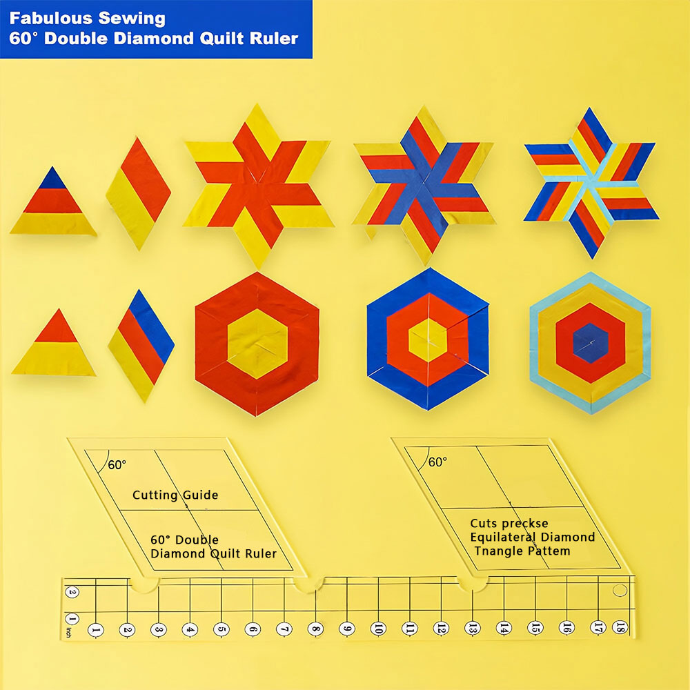 (🎁2023-Christmas Hot Sale🎁)60 Degree Double Diamond Quilt Ruler ...