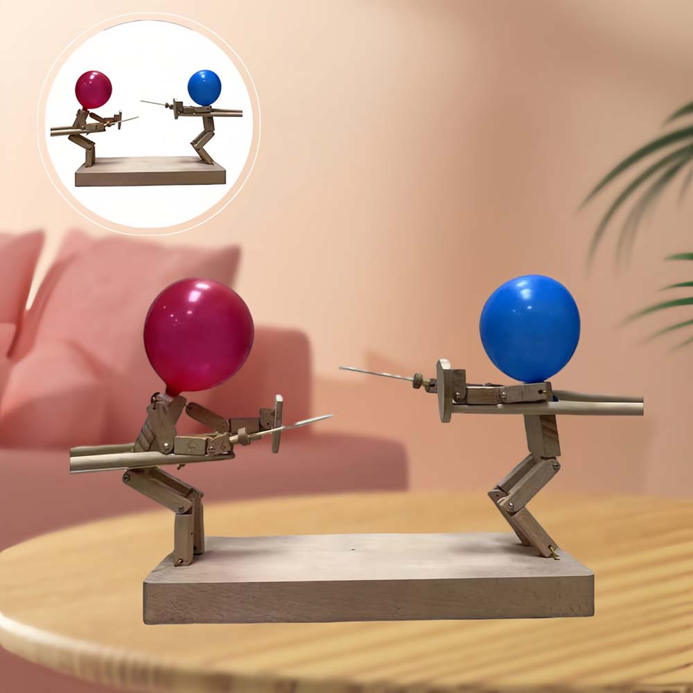 Balloon Bamboo Man Battle Fencing Wooden Bots Battle Game Fast-Paced  Balloon Fight For Groups Whack A Balloon Party Home Decor